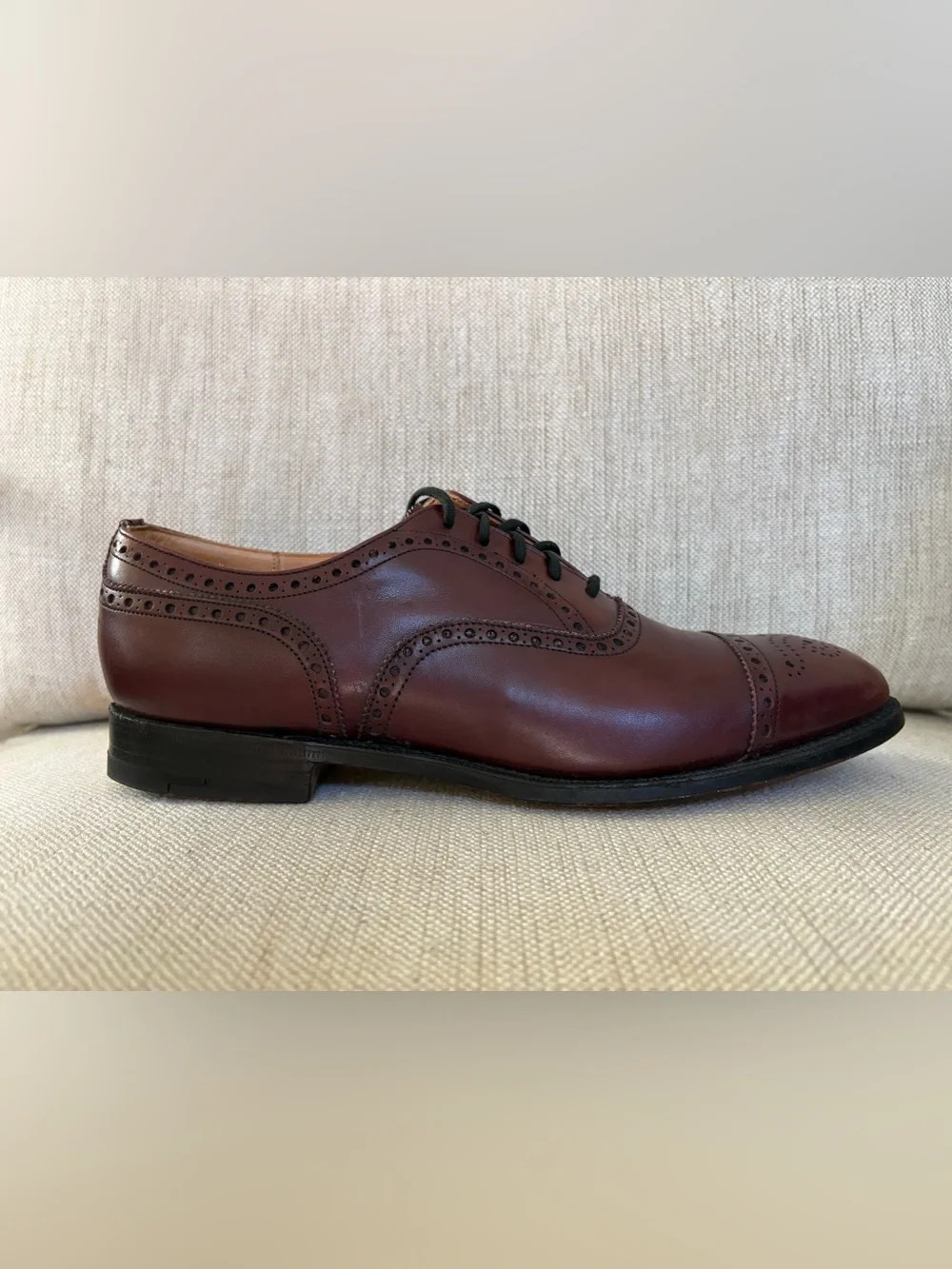 Church's Custom Made Diplomat Burgundy Brown Cap Toe Oxford Dress Shoe US 8.5D